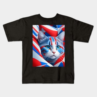 Red White And Blue Cat Kids T-Shirt